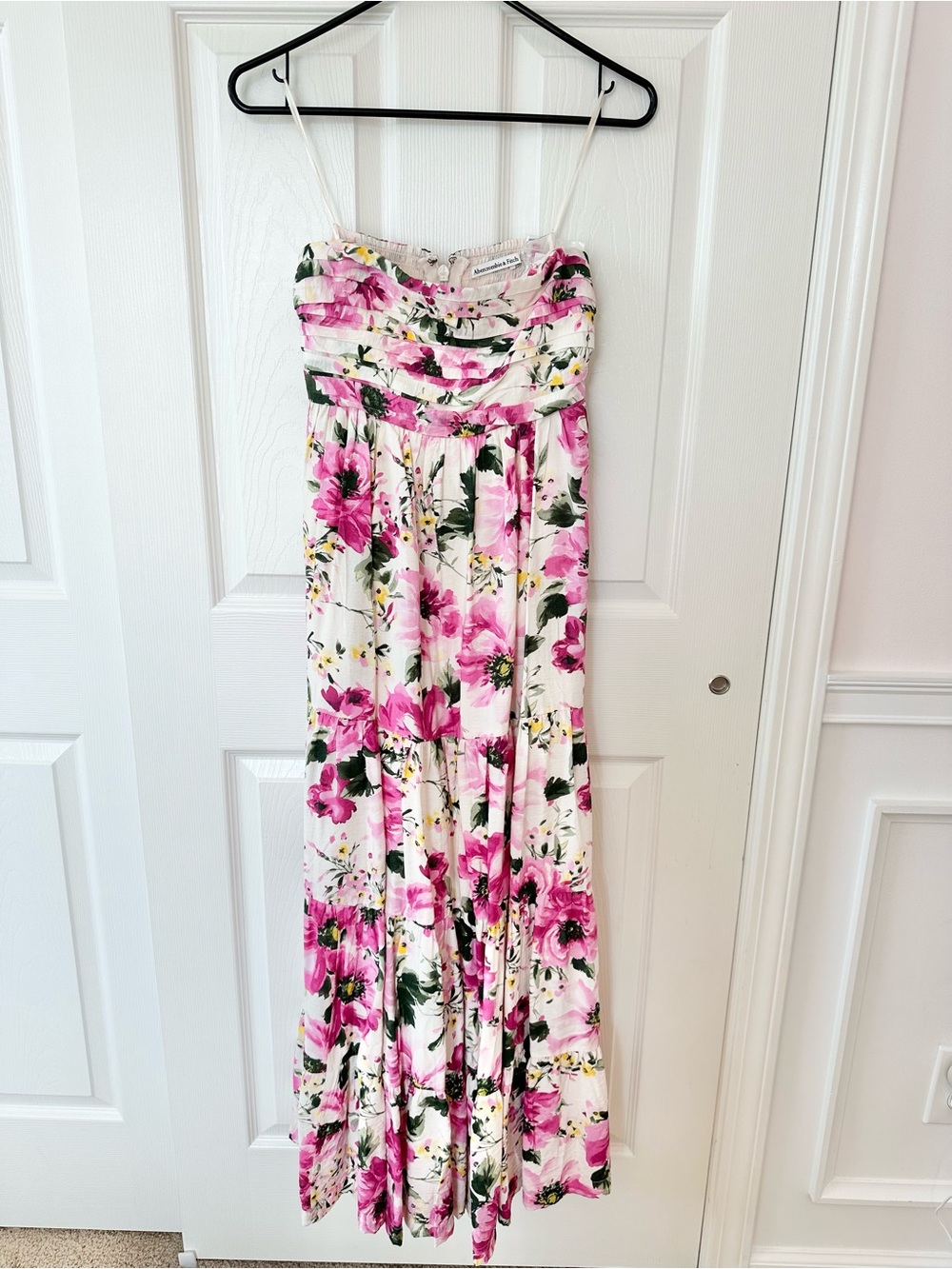 Abercrombie & Fitch White Maxi Skirt with Pink Floral Print